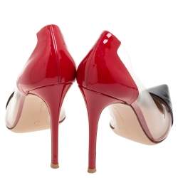Pre Owned Gianvito Rossi Black/Red Patent Leather And PVC Plexi Pumps Size 40