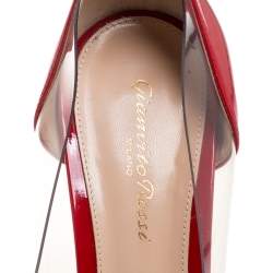 Pre Owned Gianvito Rossi Black/Red Patent Leather And PVC Plexi Pumps Size 40