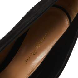 Pre Owned Gianvito Rossi Black Suede Vamp Peep Toe Booties Size 39