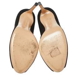 Pre Owned Gianvito Rossi Black Suede Vamp Peep Toe Booties Size 39