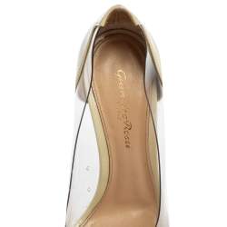 Pre Owned Gianvito Rossi Cream Patent Leather And PVC Plexi Pumps Size 36