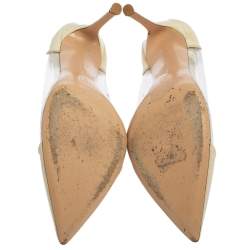 Pre Owned Gianvito Rossi Cream Patent Leather And PVC Plexi Pumps Size 36