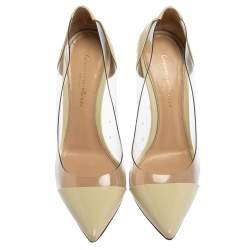 Pre Owned Gianvito Rossi Cream Patent Leather And PVC Plexi Pumps Size 36