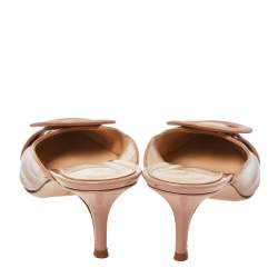 Pre Owned Gianvito Rossi Beige Patent Leather Ruby Mules Sandals Size 41