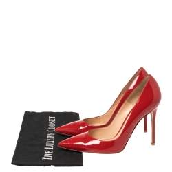 Pre Owned Gianvito Rossi Red Patent Leather Pointed Toe Pumps Size 40