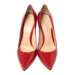 Pre Owned Gianvito Rossi Red Patent Leather Pointed Toe Pumps Size 40