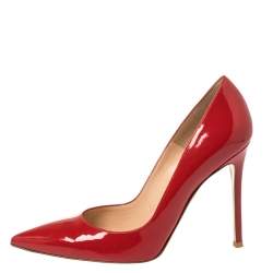 Pre Owned Gianvito Rossi Red Patent Leather Pointed Toe Pumps Size 40