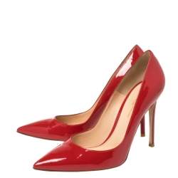 Pre Owned Gianvito Rossi Red Patent Leather Pointed Toe Pumps Size 40