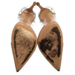 Pre Owned Gianvito Rossi Silver Leather And PVC Plexi Pointed Toe Pumps Size 35