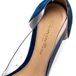 Gianvito Rossi Burgundy/Blue Suede and PVC Plexi Pumps Size 36