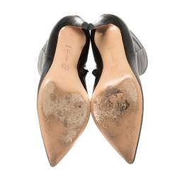 Pre Owned Gianvito Rossi Black Leather Zipper Ankle Boots Size 36.5