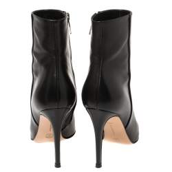 Pre Owned Gianvito Rossi Black Leather Zipper Ankle Boots Size 36.5