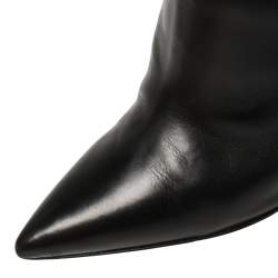 Pre Owned Gianvito Rossi Black Leather Zipper Ankle Boots Size 36.5