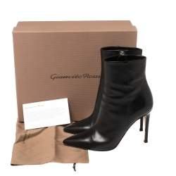 Pre Owned Gianvito Rossi Black Leather Zipper Ankle Boots Size 36.5