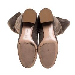 Pre Owned Gianvito Rossi Brown Suede Leather Over the Knee Boots Size 39.5