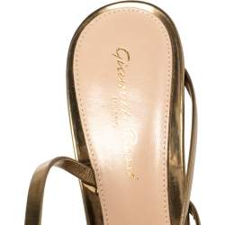 Pre Owned Gianvito Rossi Gold Patent Leather Eclypse Strappy Sandals Size 38