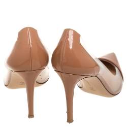 Pre Owned Gianvito Rossi Nude Beige Leather and PVC Plexi Pointed Toe Pumps Size 40