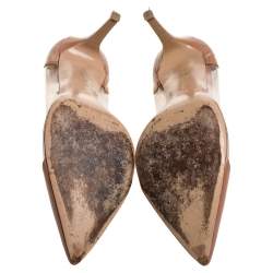 Pre Owned Gianvito Rossi Nude Beige Leather and PVC Plexi Pointed Toe Pumps Size 40