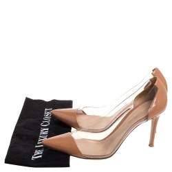 Pre Owned Gianvito Rossi Nude Beige Leather and PVC Plexi Pointed Toe Pumps Size 40