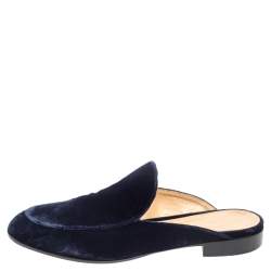 Pre Owned Gianvito Rossi Blue Velvet Palau Slip On Mules Size 36.5