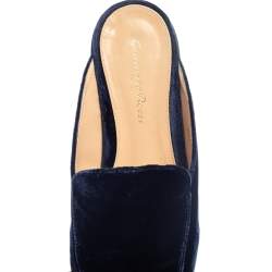 Pre Owned Gianvito Rossi Blue Velvet Palau Slip On Mules Size 36.5