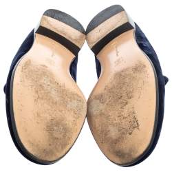 Pre Owned Gianvito Rossi Blue Velvet Palau Slip On Mules Size 36.5