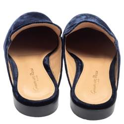 Pre Owned Gianvito Rossi Blue Velvet Palau Slip On Mules Size 36.5