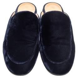 Pre Owned Gianvito Rossi Blue Velvet Palau Slip On Mules Size 36.5