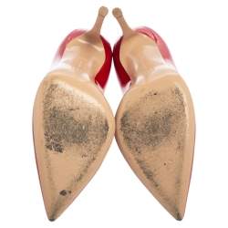 Pre Owned Gianvito Rossi Red Patent Leather Pointed Toe Pumps Size 37.5