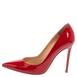 Pre Owned Gianvito Rossi Red Patent Leather Pointed Toe Pumps Size 37.5