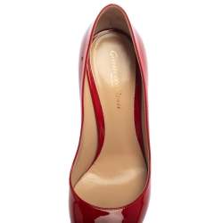 Pre Owned Gianvito Rossi Red Patent Leather Pointed Toe Pumps Size 37.5
