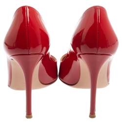 Pre Owned Gianvito Rossi Red Patent Leather Pointed Toe Pumps Size 37.5