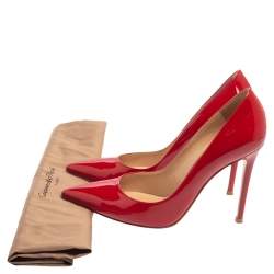 Pre Owned Gianvito Rossi Red Patent Leather Pointed Toe Pumps Size 37.5
