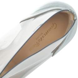 Pre Owned Gianvito Rossi Metallic Silver Leather and PVC Icon Ankle Boots Size 39.5