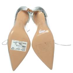 Pre Owned Gianvito Rossi Metallic Silver Leather and PVC Icon Ankle Boots Size 39.5