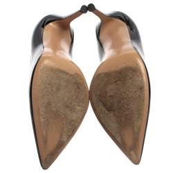 Pre Owned Gianvito Rossi Black Patent Leather Gianvito Pointed Toe Pumps Size 38