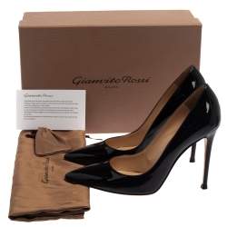 Pre Owned Gianvito Rossi Black Patent Leather Gianvito Pointed Toe Pumps Size 38