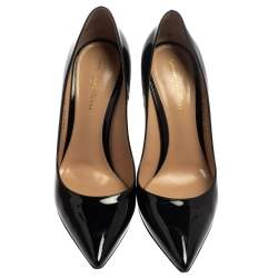 Pre Owned Gianvito Rossi Black Patent Leather Gianvito Pointed Toe Pumps Size 38