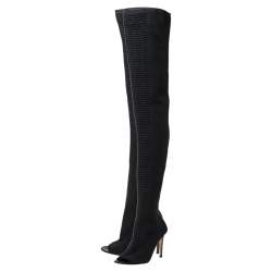 Pre Owned Gianvito Rossi Black Stretch Fabric Knee High Boots Size  37