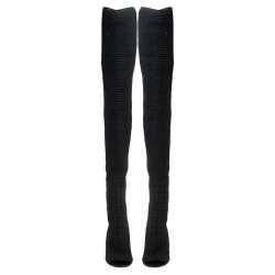 Pre Owned Gianvito Rossi Black Stretch Fabric Knee High Boots Size  37