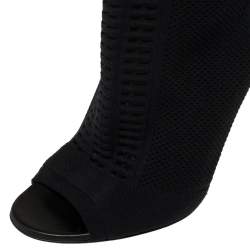 Pre Owned Gianvito Rossi Black Stretch Fabric Knee High Boots Size  37