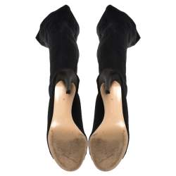 Pre Owned Gianvito Rossi Black Stretch Fabric Knee High Boots Size  37