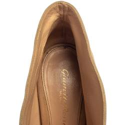 Pre Owned Gianvito Rossi Beige Suede V Neck Peep Toe Booties Size 39