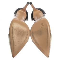 Pre Owned Gianvito Rossi White/Black Pvc And Glitter Plexi Pumps Size 37.5