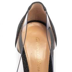 Pre Owned Gianvito Rossi White/Black Pvc And Glitter Plexi Pumps Size 37.5