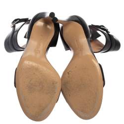 Pre Owned Gianvito Rossi Black Leather Ankle Strap  Open Toe Sandals Size 37