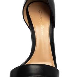 Pre Owned Gianvito Rossi Black Leather Ankle Strap  Open Toe Sandals Size 37