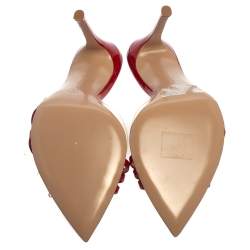 Pre Owned Gianvito Rossi Red Patent Leather and PVC Slide Sandals Size 37.5