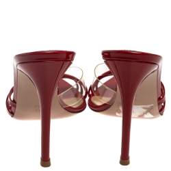 Pre Owned Gianvito Rossi Red Patent Leather and PVC Slide Sandals Size 37.5