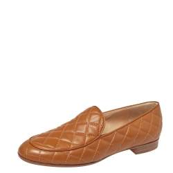 Pre Owned Gianvito Rossi Tan Quilted Leather Marcel Driver Loafers Size 39